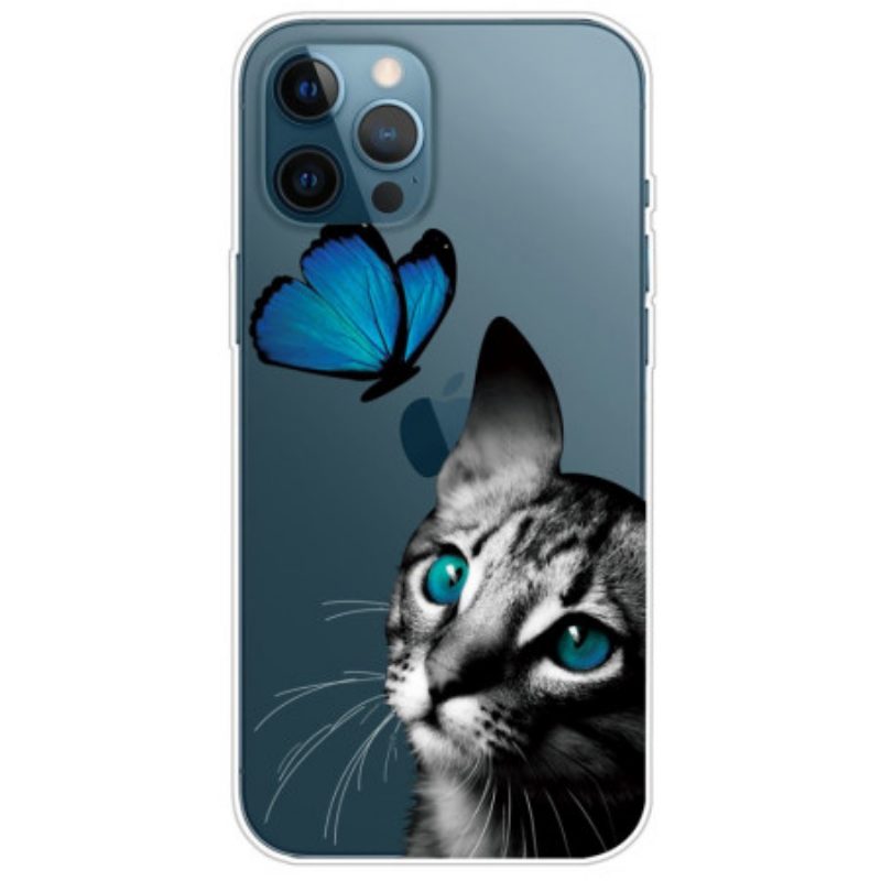 Cover iPhone 14 Pro Tra Gatto E Farfalla