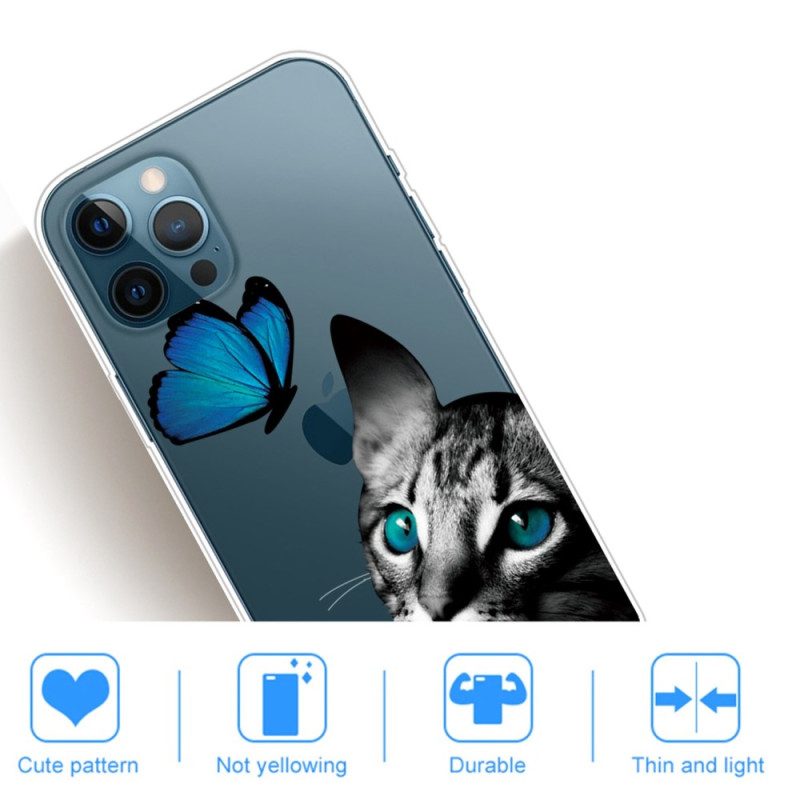 Cover iPhone 14 Pro Tra Gatto E Farfalla