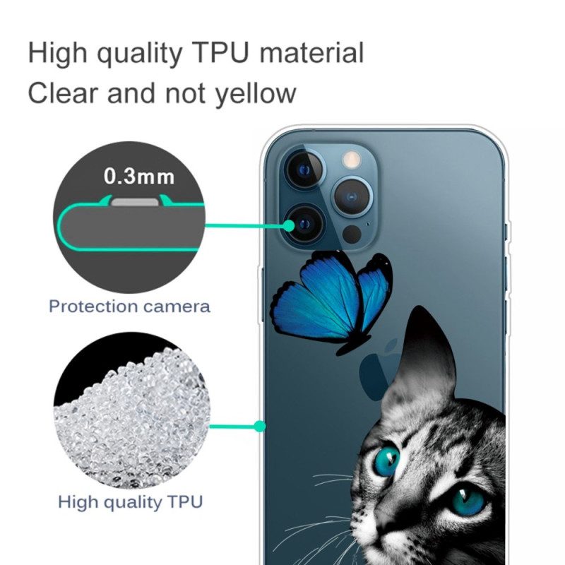 Cover iPhone 14 Pro Tra Gatto E Farfalla