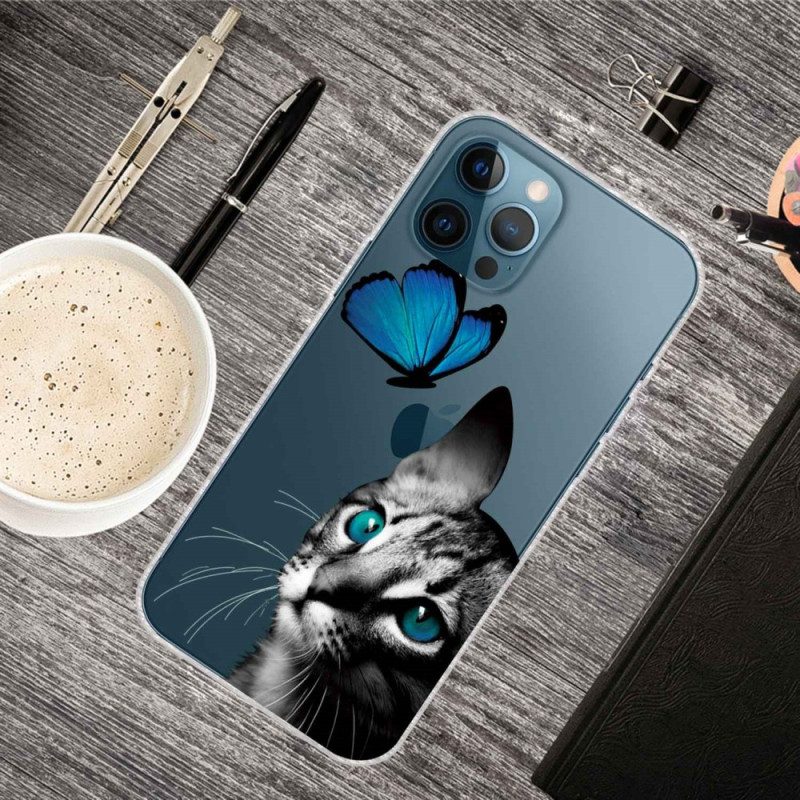 Cover iPhone 14 Pro Tra Gatto E Farfalla