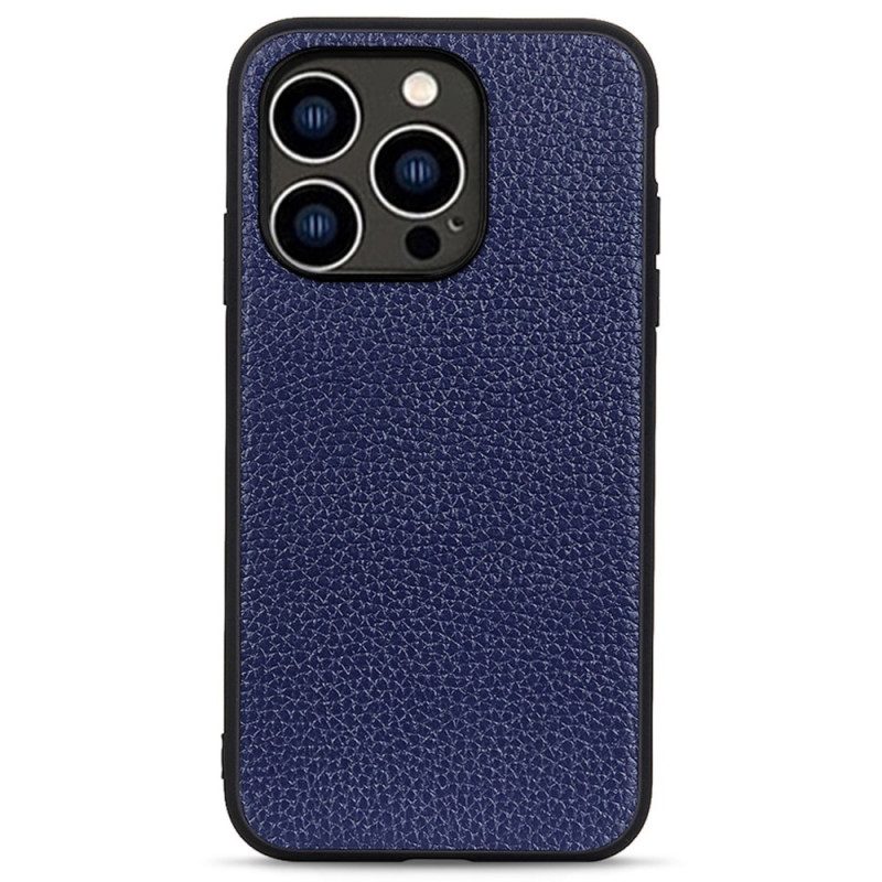 Cover iPhone 14 Pro Vera Pelle Di Litchi