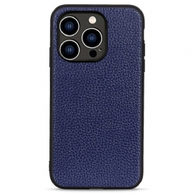 Cover iPhone 14 Pro Vera Pelle Di Litchi