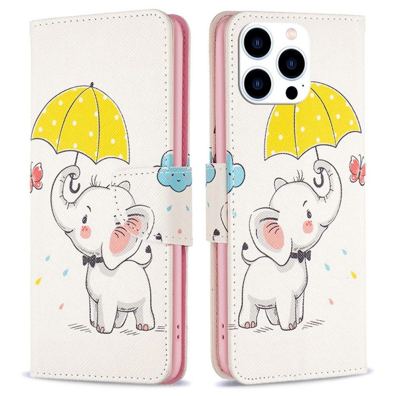 Custodia in pelle iPhone 14 Pro Cucciolo Di Elefante