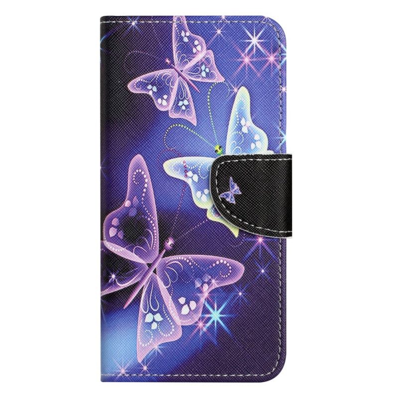 Custodia in pelle iPhone 14 Pro Farfalle