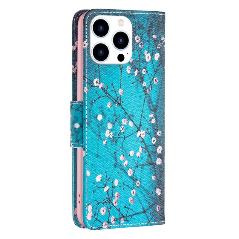 Custodia in pelle iPhone 14 Pro Rami Fioriti