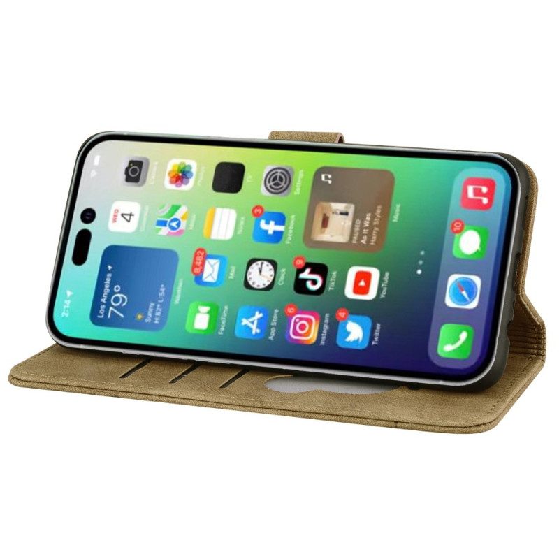 Custodia in pelle iPhone 14 Pro Stampa Di Gatto Strappy