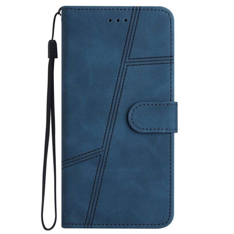 Custodia in pelle iPhone 14 Pro Strappy Stile In Pelle Eleganza