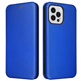 Folio Cover iPhone 14 Pro Custodia in pelle Fibra Di Carbonio Colorata