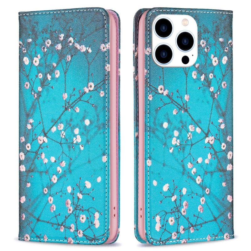 Folio Cover iPhone 14 Pro Custodia in pelle Floreali