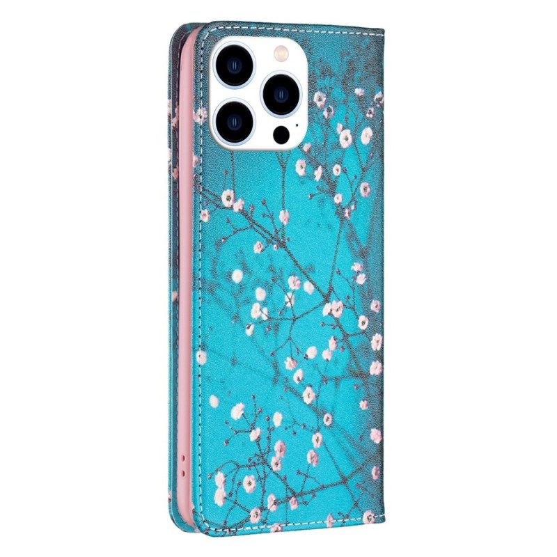 Folio Cover iPhone 14 Pro Custodia in pelle Floreali