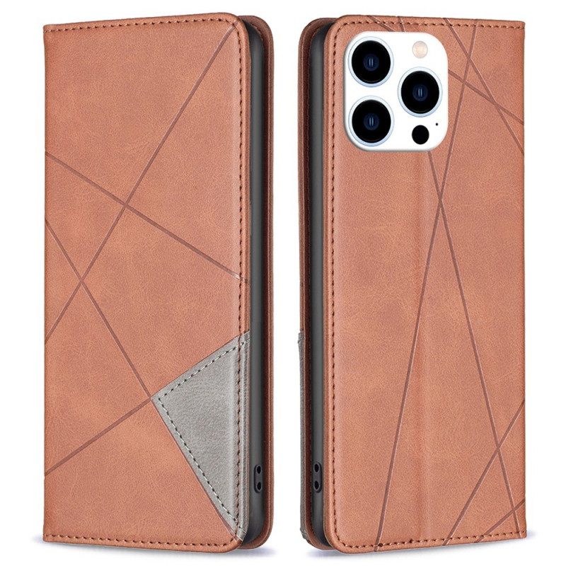 Folio Cover iPhone 14 Pro Custodia in pelle Geometrico