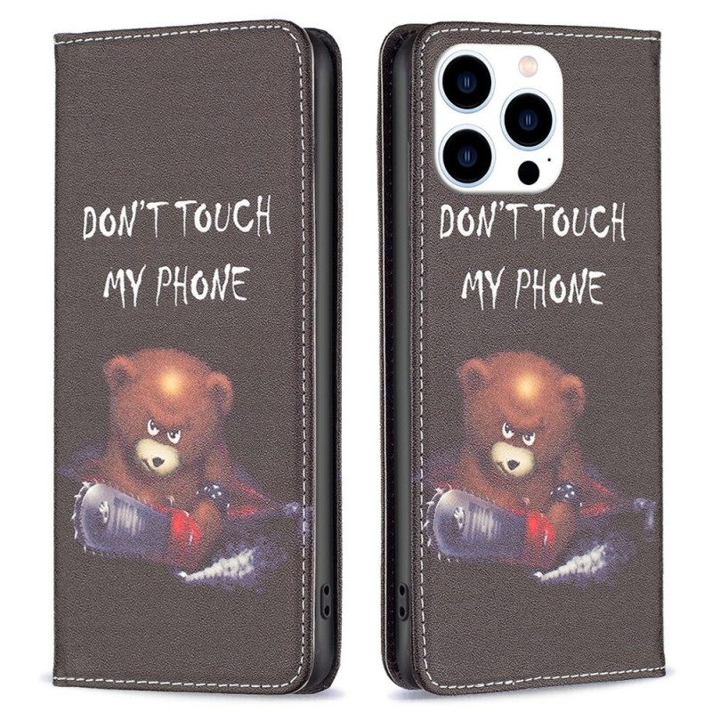 Folio Cover iPhone 14 Pro Custodia in pelle Orso Pericoloso