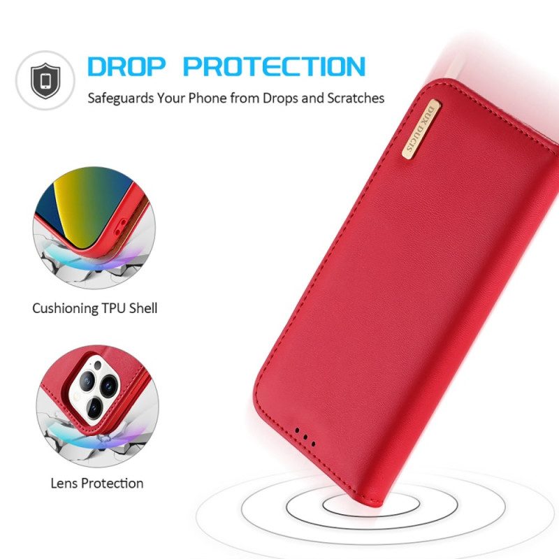 Folio Cover iPhone 14 Pro Custodia in pelle Serie Hivo Dux Ducis