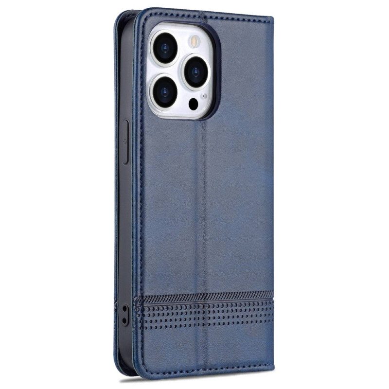 Folio Cover iPhone 14 Pro Custodia in pelle Stile In Pelle Azns