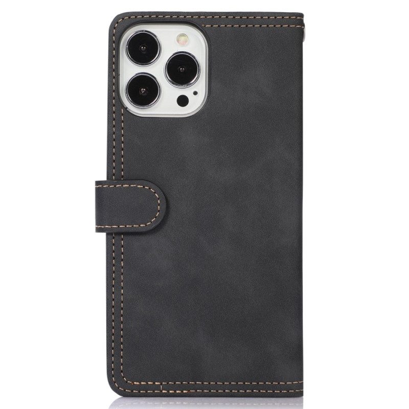 Folio Cover iPhone 14 Pro Custodia in pelle Tasca Anteriore A Specchio