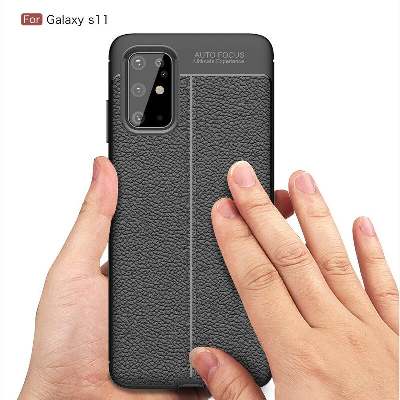 Cover Samsung Galaxy S20 Plus / S20 Plus 5G Doppia Linea Di Litchi