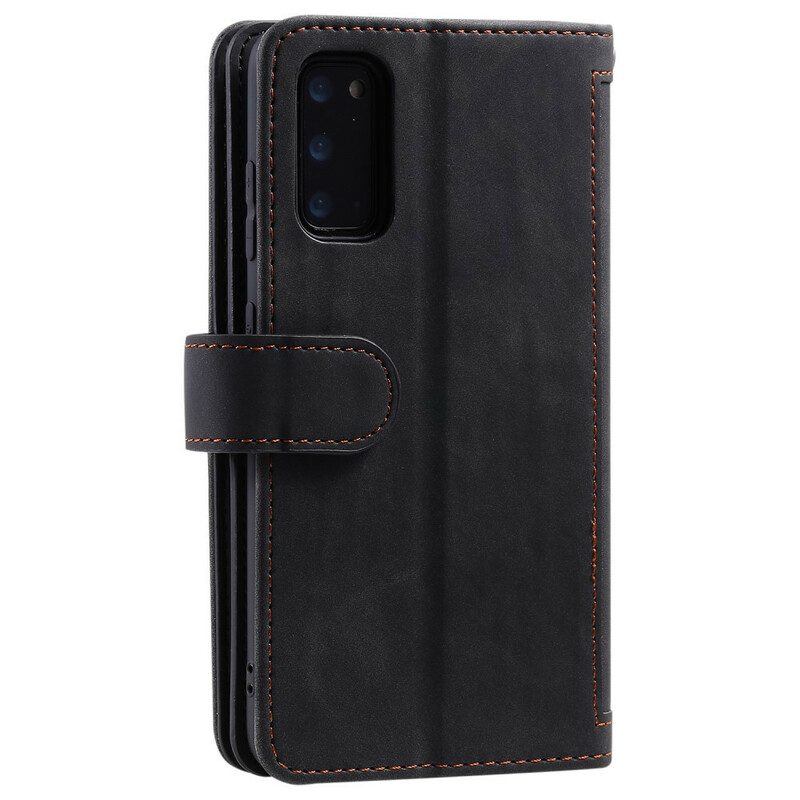 Custodia in pelle Samsung Galaxy S20 Plus / S20 Plus 5G Contorni Rinforzati Tasca Con Zip