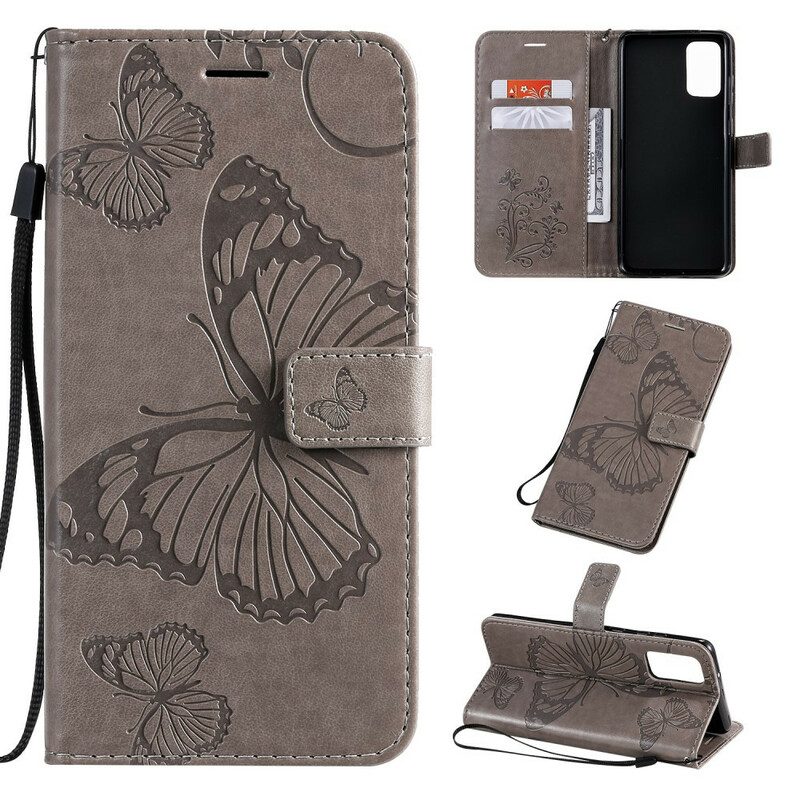 Custodia in pelle Samsung Galaxy S20 Plus / S20 Plus 5G Farfalle Con Cinturino Gigante