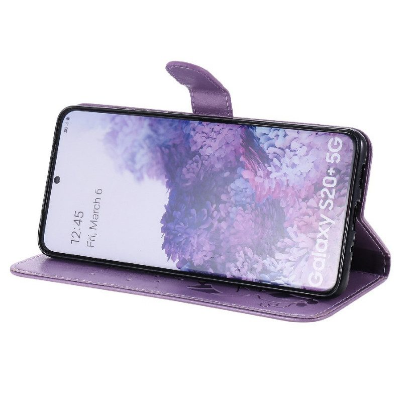 Custodia in pelle Samsung Galaxy S20 Plus / S20 Plus 5G Gatto E Ape Con Cordino