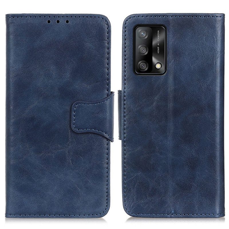 Custodia in pelle Oppo A74 4G Chiusura Reversibile In Pelle Crosta