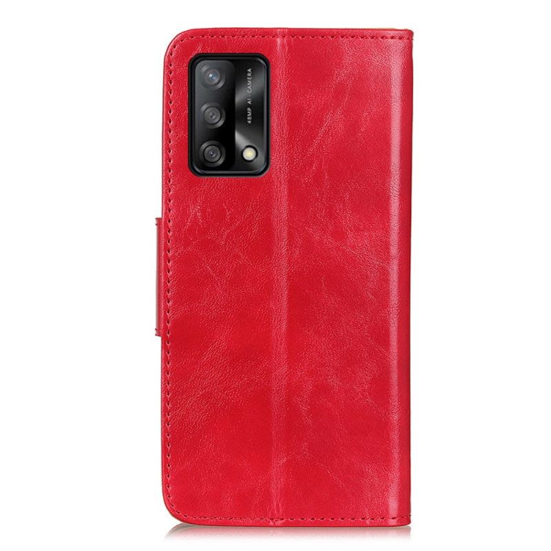 Custodia in pelle Oppo A74 4G Chiusura Reversibile In Pelle Crosta