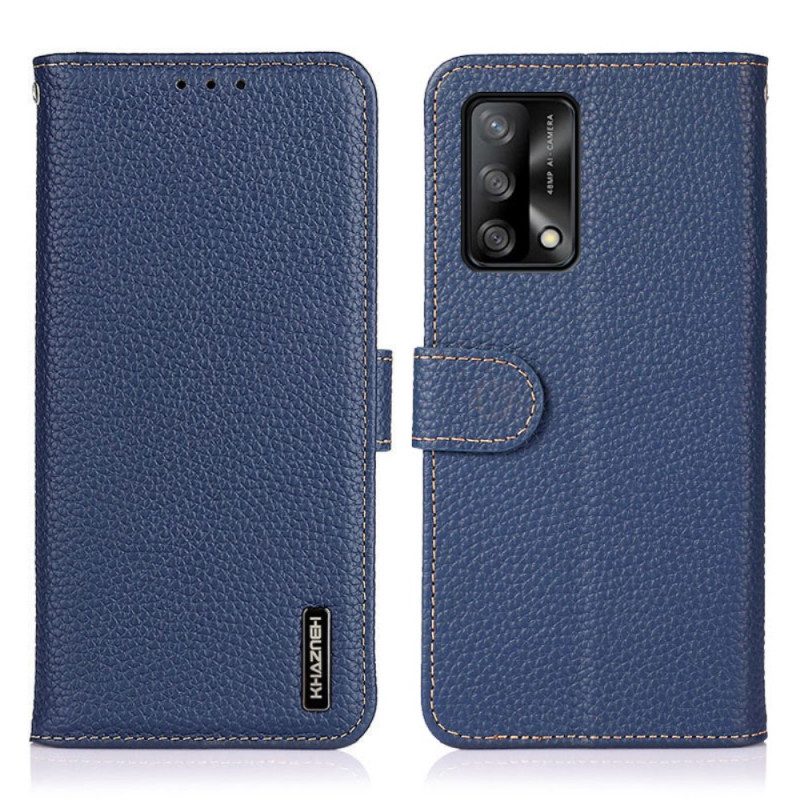 Custodia in pelle Oppo A74 4G Vera Pelle Di Litchi Khazneh