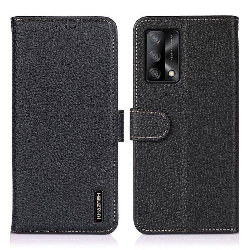 Custodia in pelle Oppo A74 4G Vera Pelle Di Litchi Khazneh