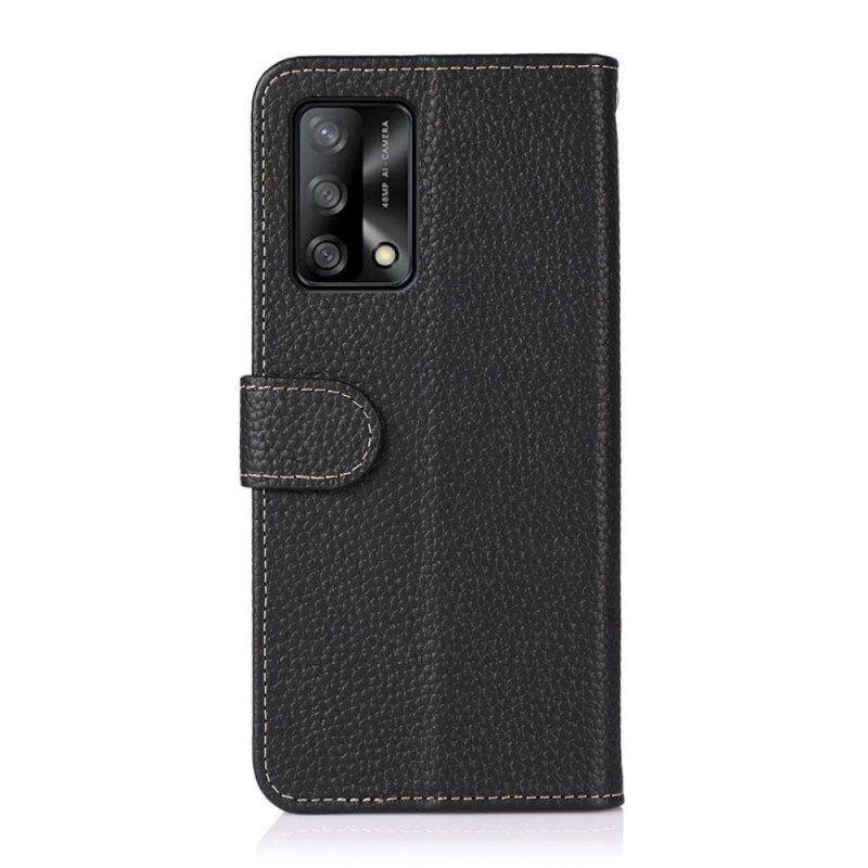 Custodia in pelle Oppo A74 4G Vera Pelle Di Litchi Khazneh