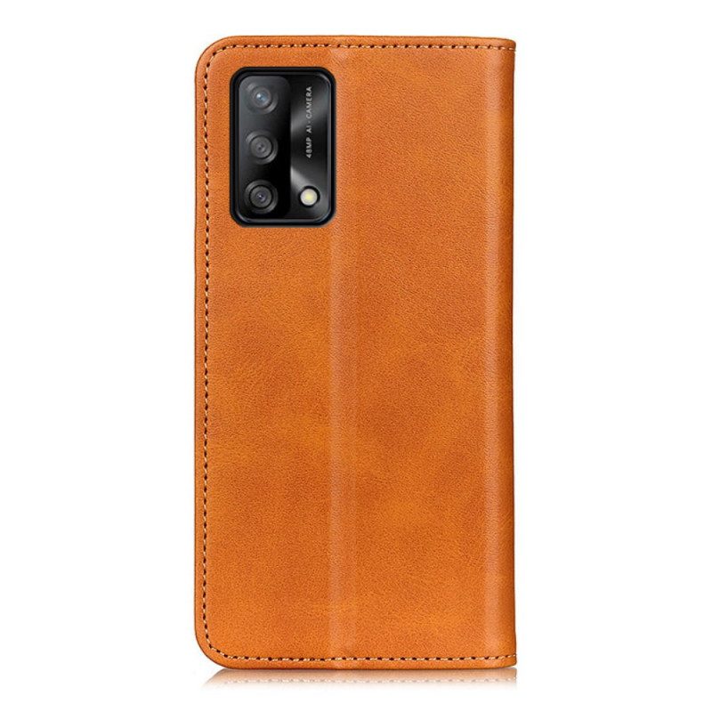 Folio Cover Oppo A74 4G Custodia in pelle Pelle Crosta Eleganza