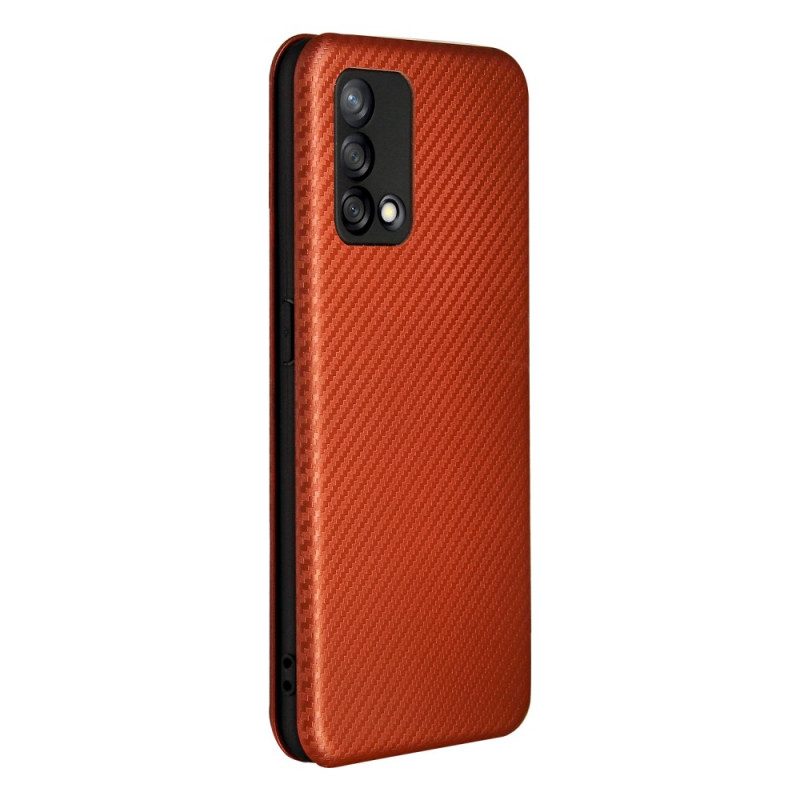 Folio Cover Oppo A74 4G Custodia in pelle Fibra Di Carbonio