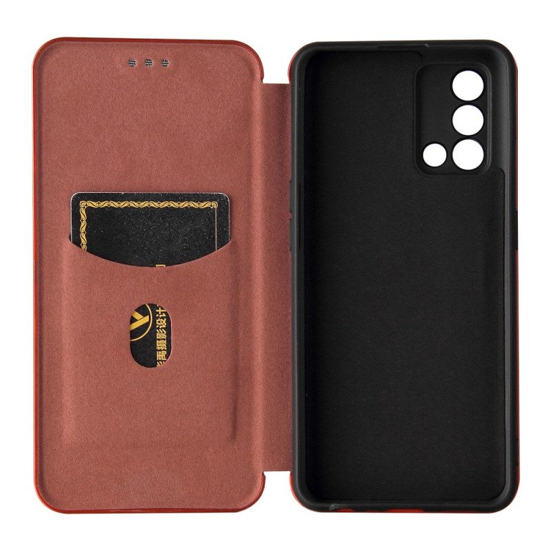 Folio Cover Oppo A74 4G Custodia in pelle Fibra Di Carbonio