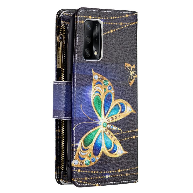 Folio Cover Oppo A74 4G Tasca Con Cerniera Per Farfalle