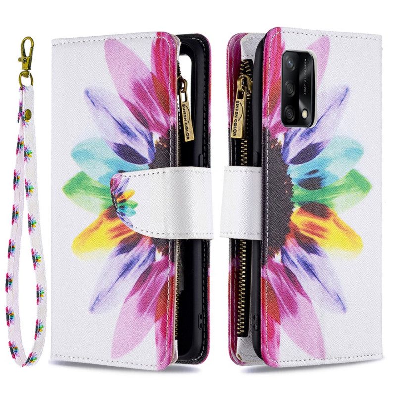 Folio Cover Oppo A74 4G Tasca Con Zip A Fiore