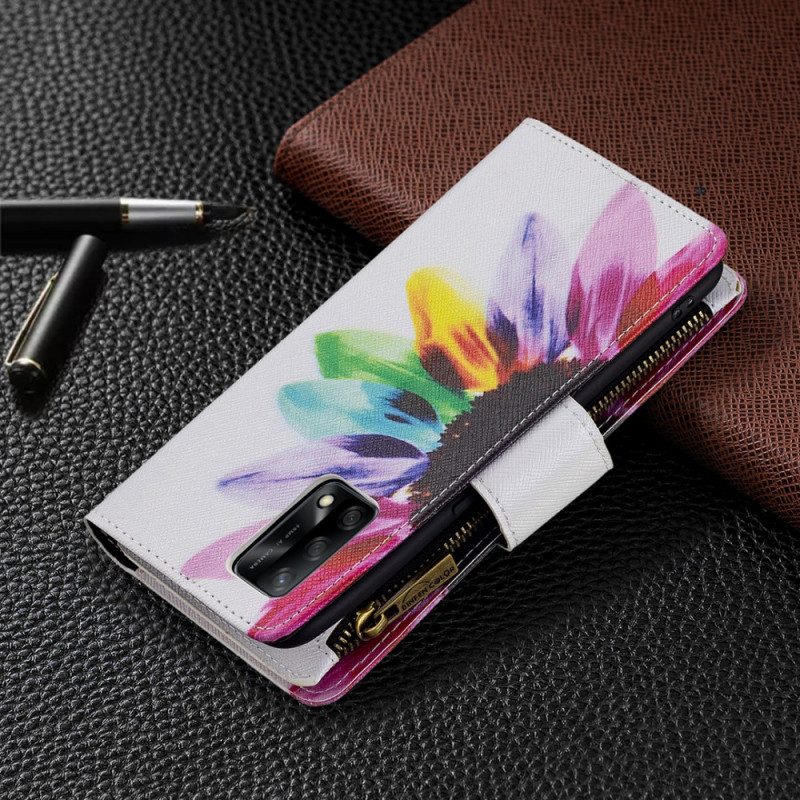 Folio Cover Oppo A74 4G Tasca Con Zip A Fiore