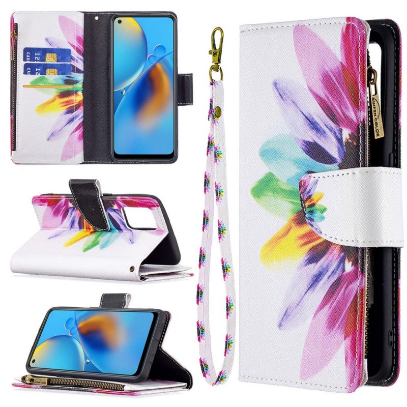 Folio Cover Oppo A74 4G Tasca Con Zip A Fiore