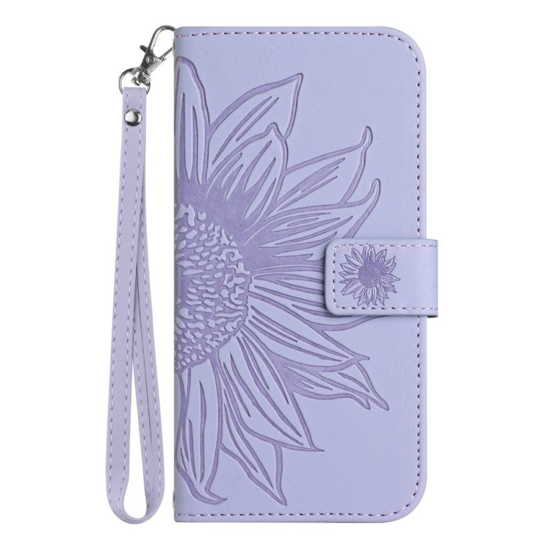 Custodia in pelle Poco M4 5G Girasole Con Cordino