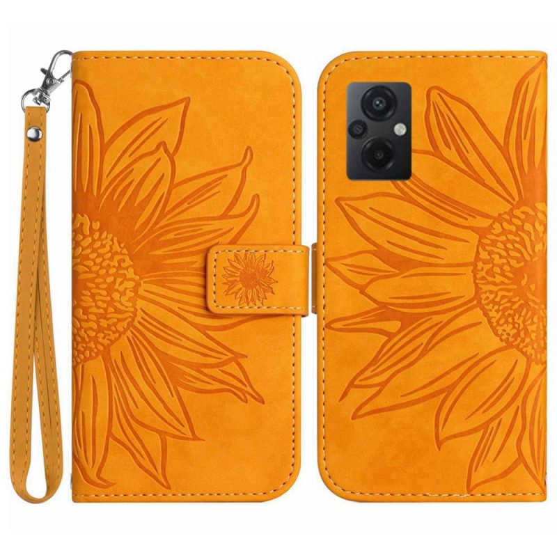 Custodia in pelle Poco M4 5G Girasole Con Cordino