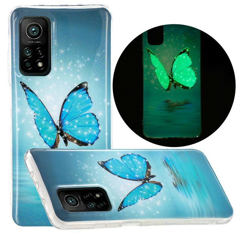 Cover Xiaomi Mi 10T / 10T Pro Farfalla Blu Fluorescente