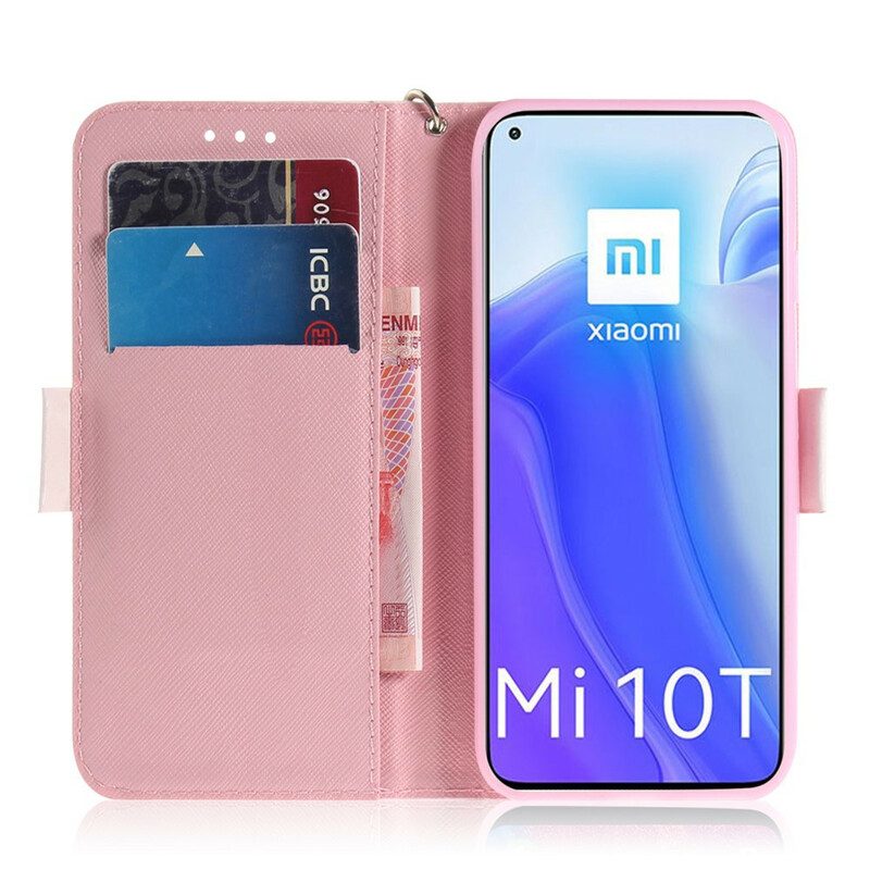 Custodia in pelle Xiaomi Mi 10T / 10T Pro Amici Gatto Strappy