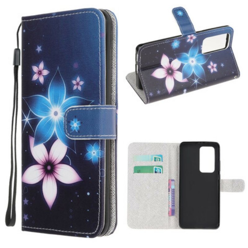 Custodia in pelle Xiaomi Mi 10T / 10T Pro Cinturino Lunare Fiori