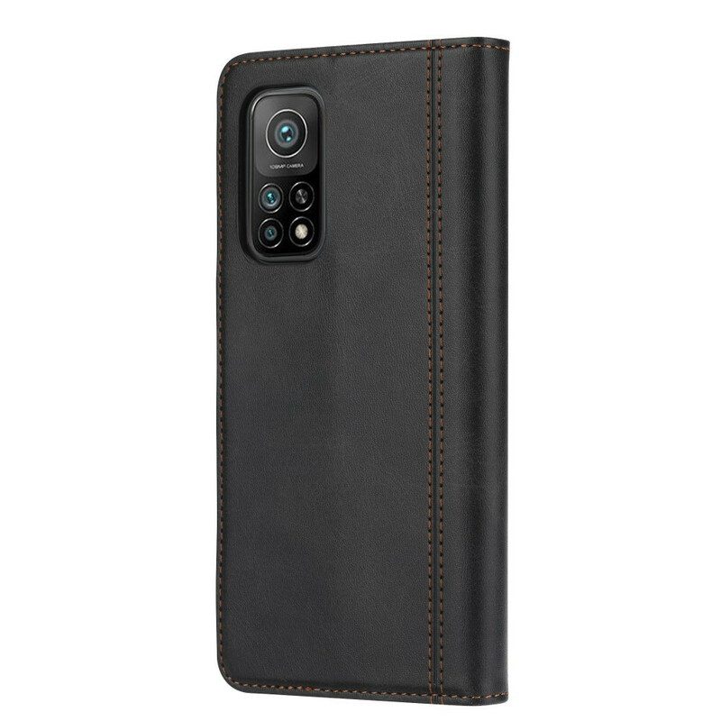 Custodia in pelle Xiaomi Mi 10T / 10T Pro Portacarte Frontale Effetto Pelle E Tracolla