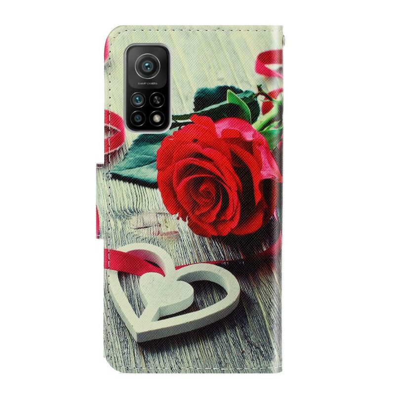 Custodia in pelle Xiaomi Mi 10T / 10T Pro Rosa Romantica Con Cinturino