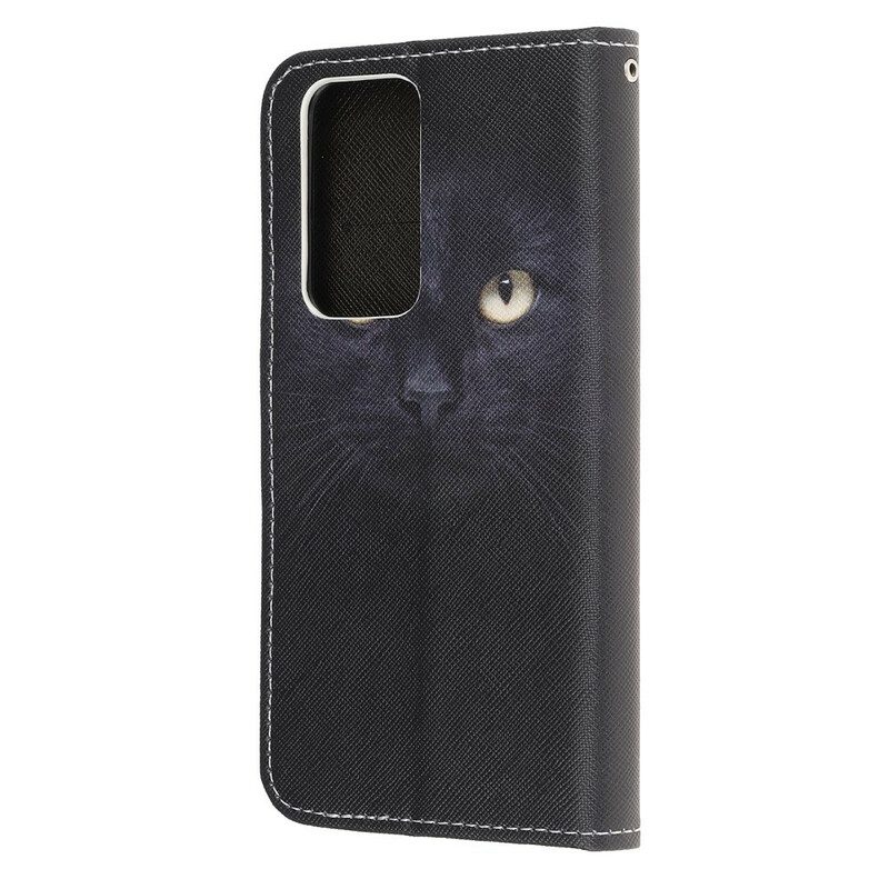 Custodia in pelle Xiaomi Mi 10T / 10T Pro Strappy Occhi Di Gatto Nero