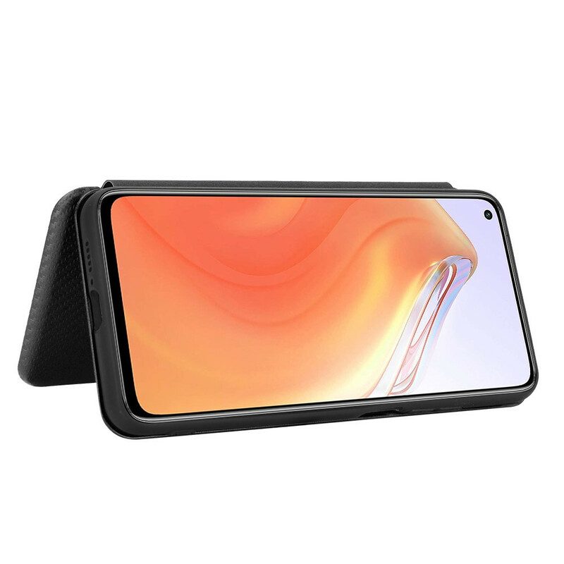 Folio Cover Xiaomi Mi 10T / 10T Pro Custodia in pelle Fibra Di Carbonio Con Anello Di Supporto