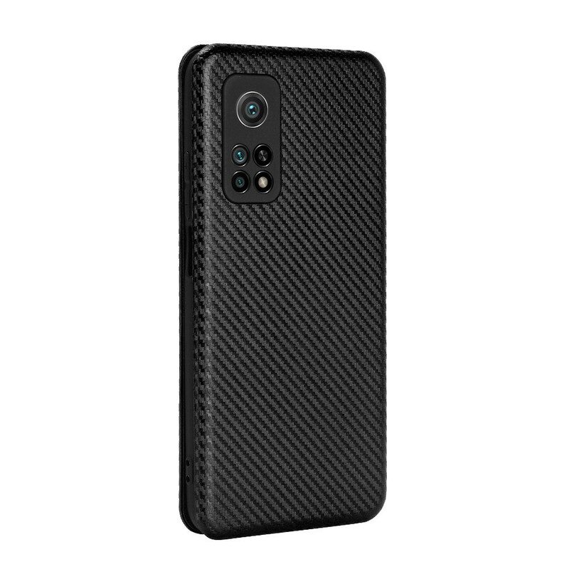 Folio Cover Xiaomi Mi 10T / 10T Pro Custodia in pelle Fibra Di Carbonio Con Anello Di Supporto