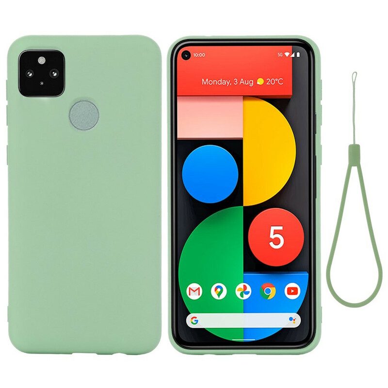 Cover Google Pixel 5A Silicone Liquido Con Cordino