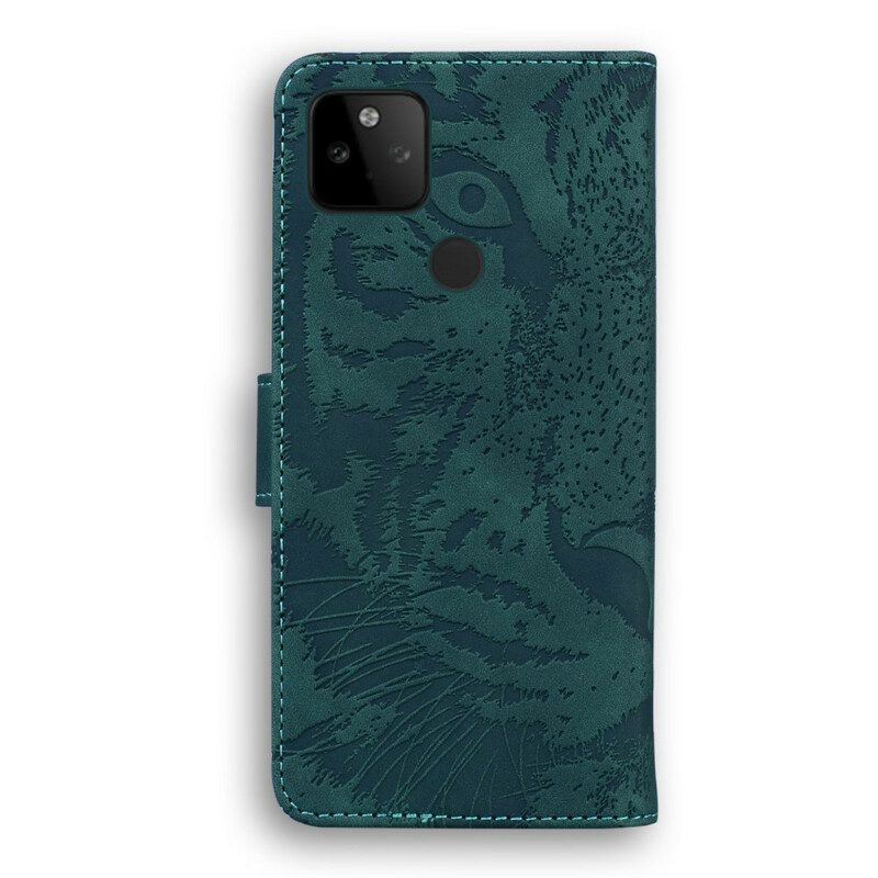 Custodia in pelle Google Pixel 5A Stampa Faccia Di Tigre