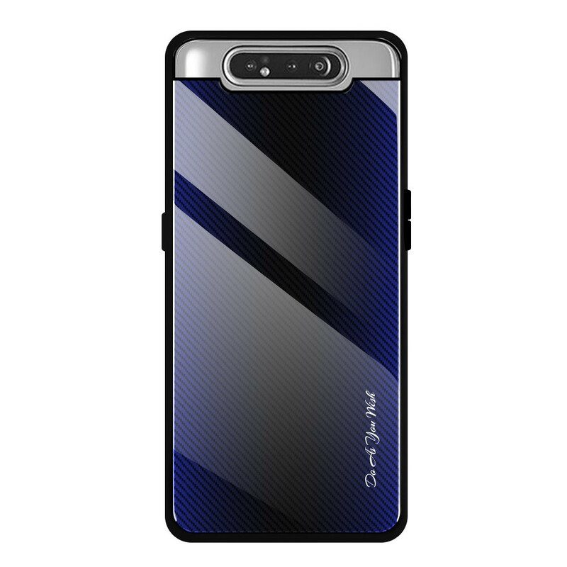 Cover Samsung Galaxy A80 / A90 Vetro Temperato In Fibra Di Carbonio