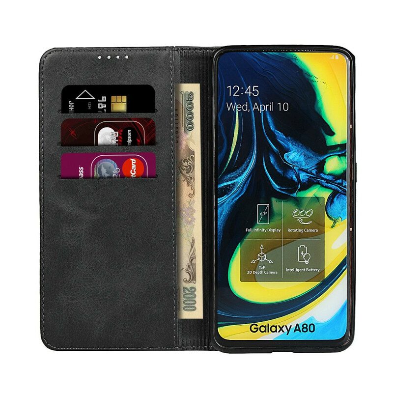 Folio Cover Samsung Galaxy A80 / A90 Custodia in pelle Cuciture In Ecopelle