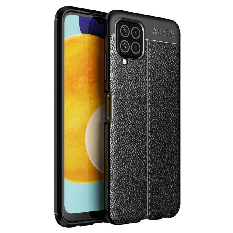 Cover Samsung Galaxy M32 Doppia Linea Litchi Effetto Pelle